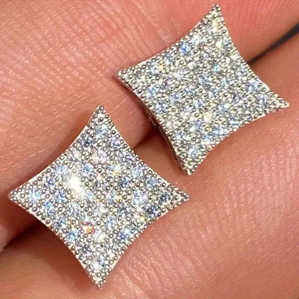 Elegant Rhinestone Square Stud Earrings – Mother's Day Jewelry Gift