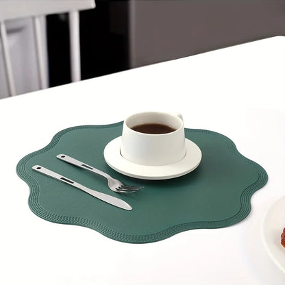 Embossed Floral Round Faux Leather Placemats – Luxury Table Mat Set