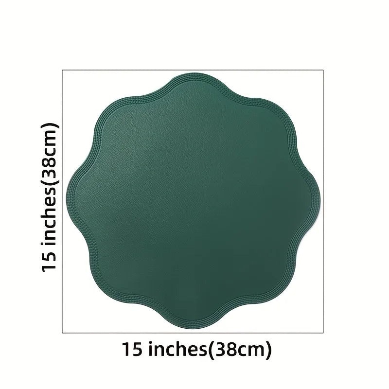 Embossed Floral Round Faux Leather Placemats – Luxury Table Mat Set