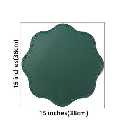 Embossed Floral Round Faux Leather Placemats – Luxury Table Mat Set