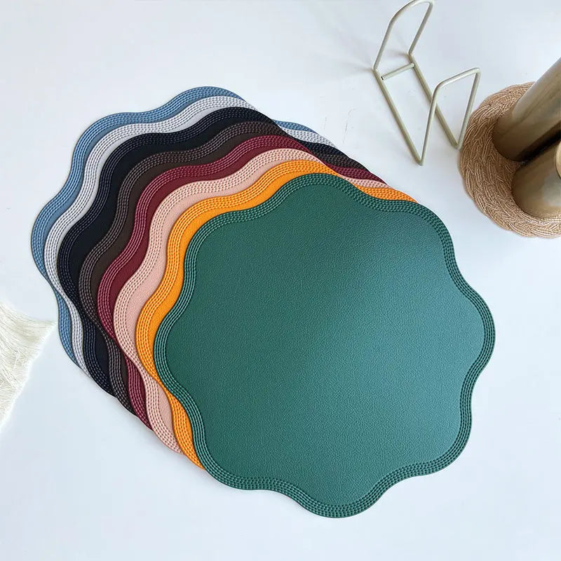 Embossed Floral Round Faux Leather Placemats – Luxury Table Mat Set
