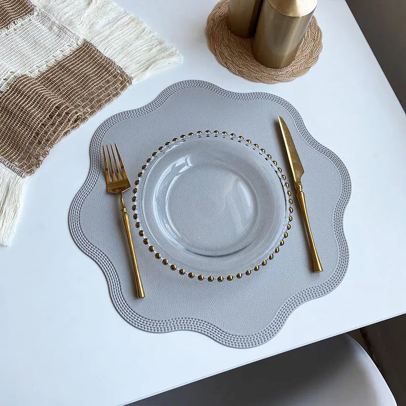 Embossed Floral Round Faux Leather Placemats – Luxury Table Mat Set