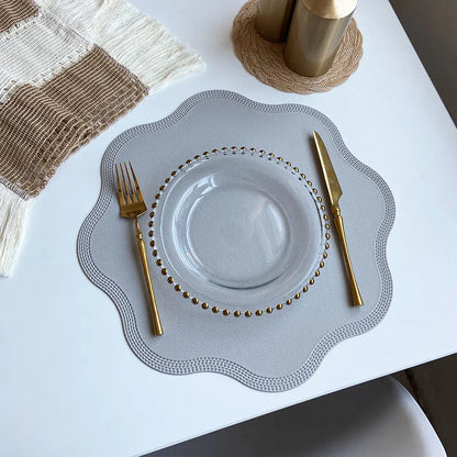 Embossed Floral Round Faux Leather Placemats – Luxury Table Mat Set