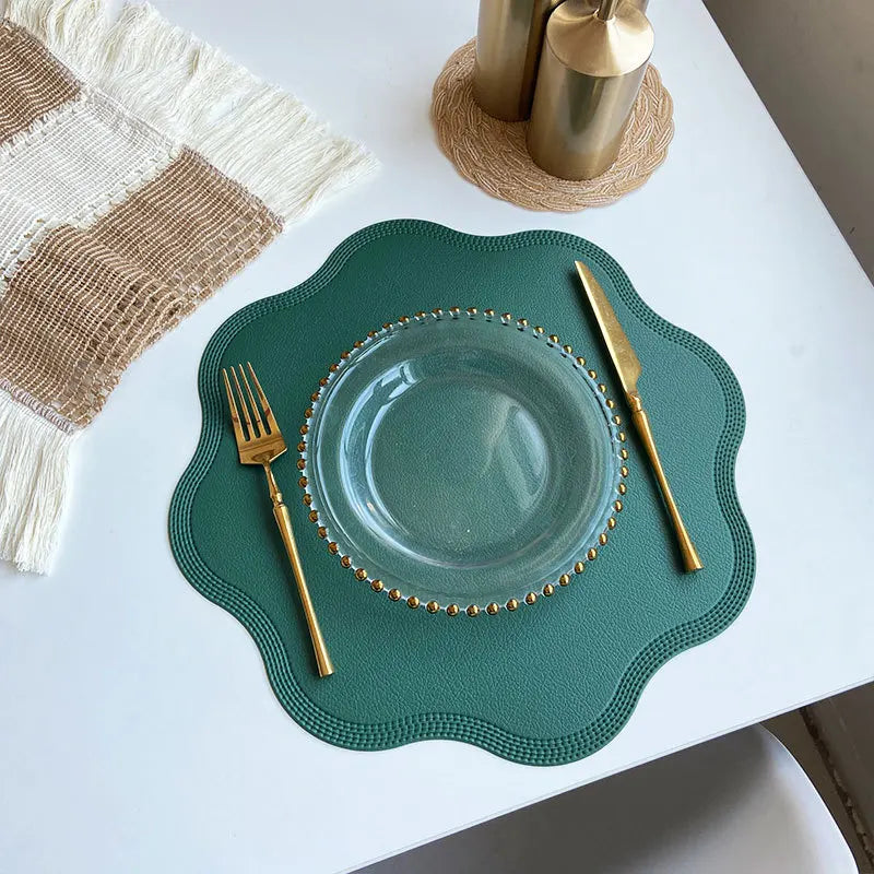 Embossed Floral Round Faux Leather Placemats – Luxury Table Mat Set