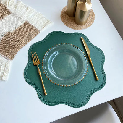 Embossed Floral Round Faux Leather Placemats – Luxury Table Mat Set