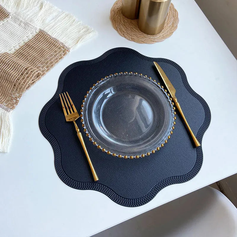 Embossed Floral Round Faux Leather Placemats – Luxury Table Mat Set