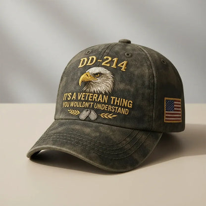 Embroidered Veteran Flag Vintage Adjustable Baseball Cap