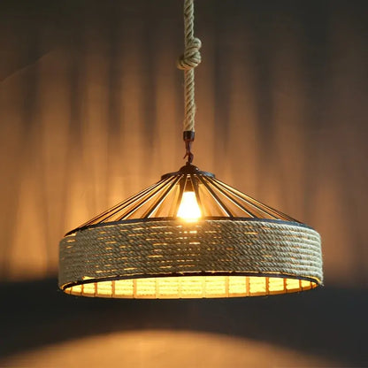 Farmhouse Hemp Rope Pendant Light | Vintage-Style Ceiling Lamp Fixture