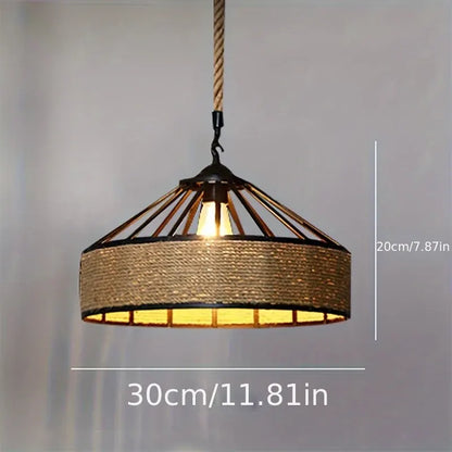 Farmhouse Hemp Rope Pendant Light | Vintage-Style Ceiling Lamp Fixture