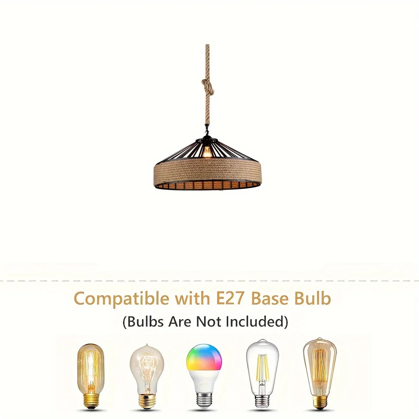 Farmhouse Hemp Rope Pendant Light | Vintage-Style Ceiling Lamp Fixture