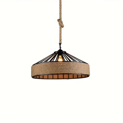 Farmhouse Hemp Rope Pendant Light | Vintage-Style Ceiling Lamp Fixture