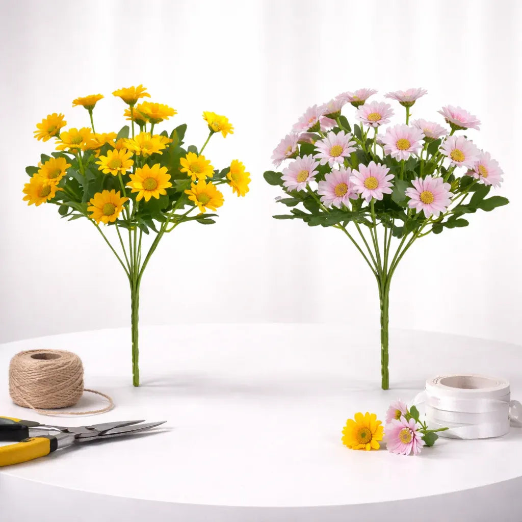 Faux Daisy Flower Arrangement – Tabletop Home Decor Mother's Day Gift