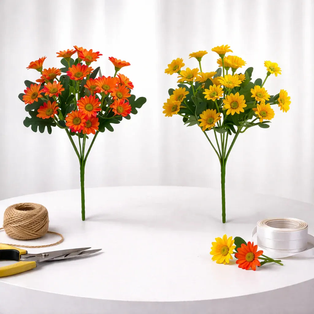 Faux Daisy Flower Arrangement – Tabletop Home Decor Mother's Day Gift