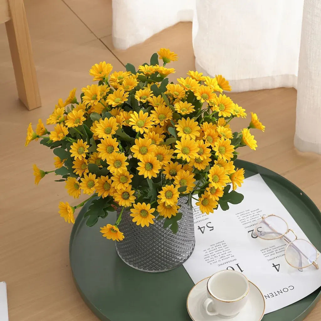 Faux Daisy Flower Arrangement – Tabletop Home Decor Mother's Day Gift