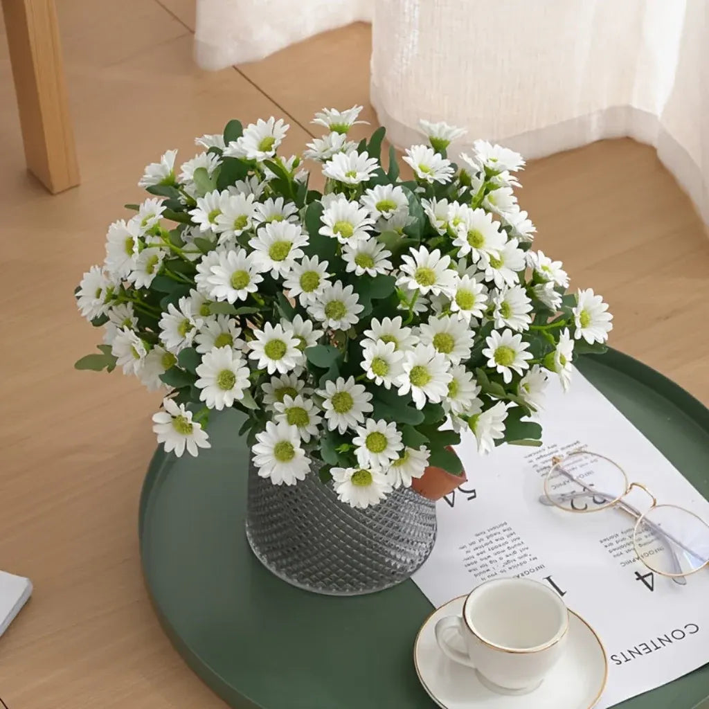 Faux Daisy Flower Arrangement – Tabletop Home Decor Mother's Day Gift