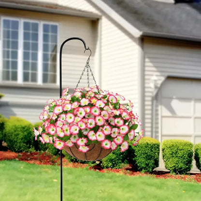 Faux Silk Flower Hanging Basket for Indoor & Outdoor Decoration