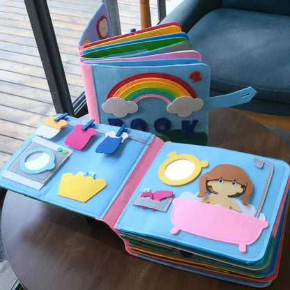 Felt Busy Book Montessori Early Learning Activity Toy for Toddlers