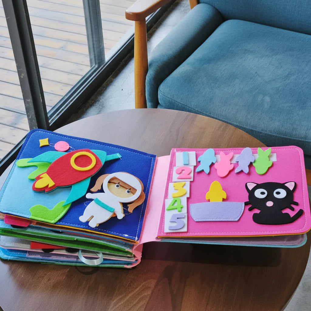 Felt Busy Book Montessori Early Learning Activity Toy for Toddlers