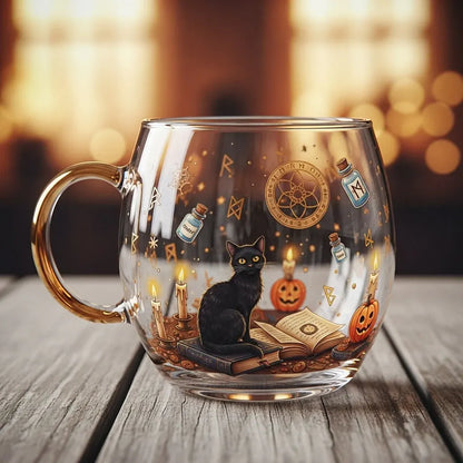 Festive Christmas Winter-Motif Glass Mug for Hot Beverages