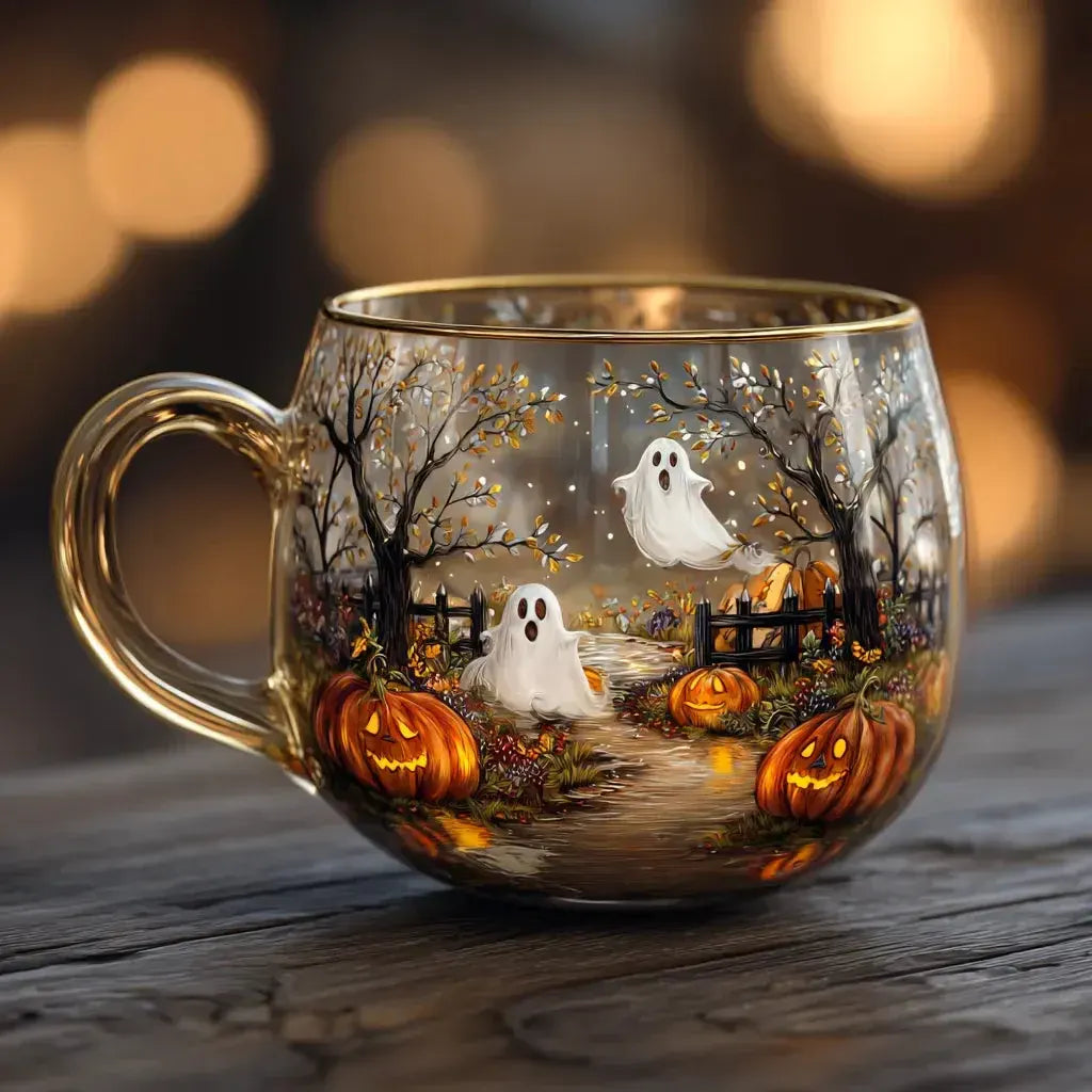 Festive Christmas Winter-Motif Glass Mug for Hot Beverages