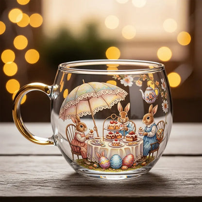 Festive Christmas Winter-Motif Glass Mug for Hot Beverages