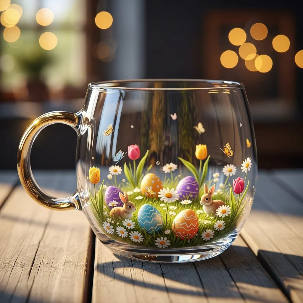 Festive Christmas Winter-Motif Glass Mug for Hot Beverages