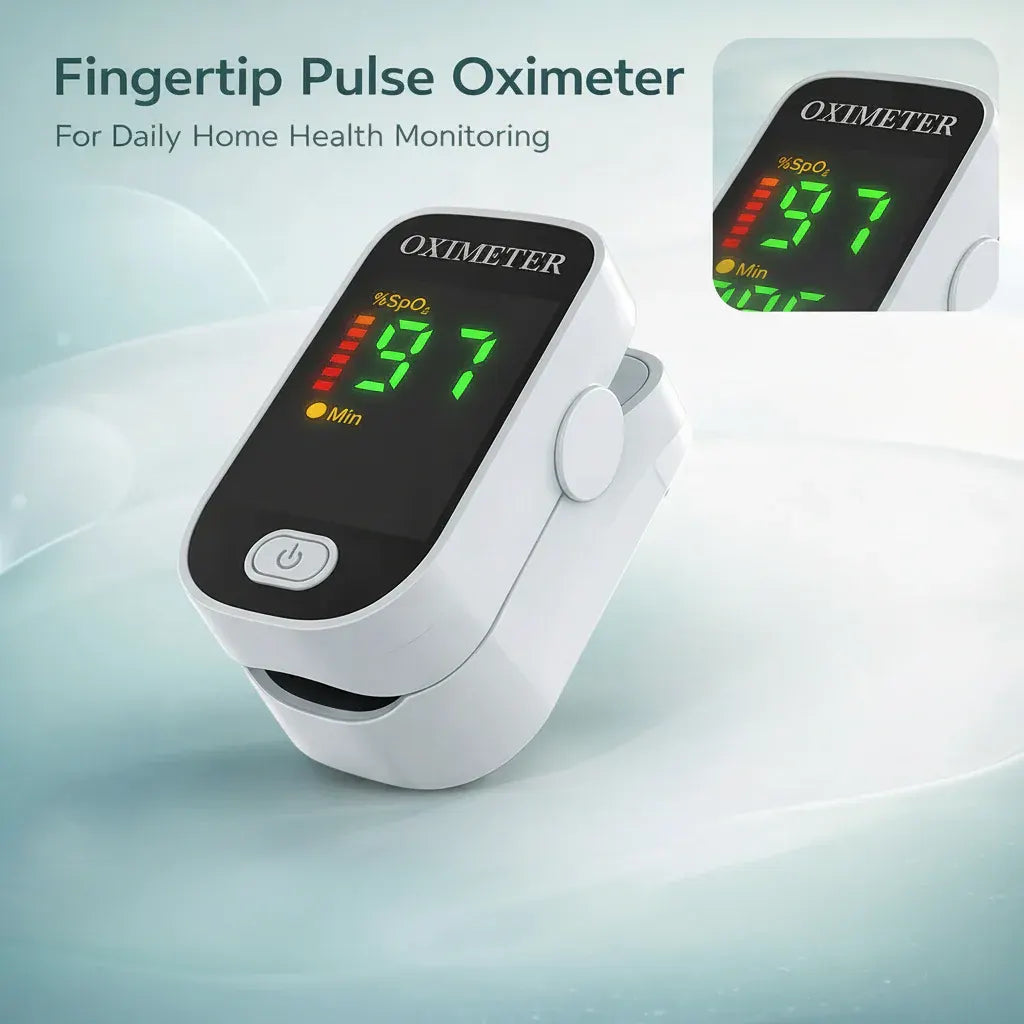 Fingertip SpO2 Monitor for Blood Oxygen Saturation and Pulse Rate Tracking