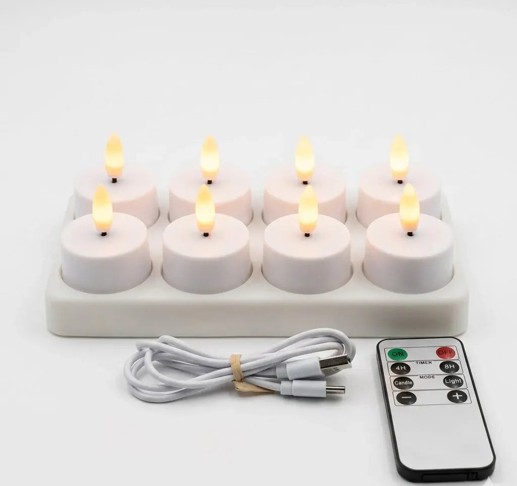 Flameless LED Candle Set with Remote Control, Timer & USB Rechargeable Battery