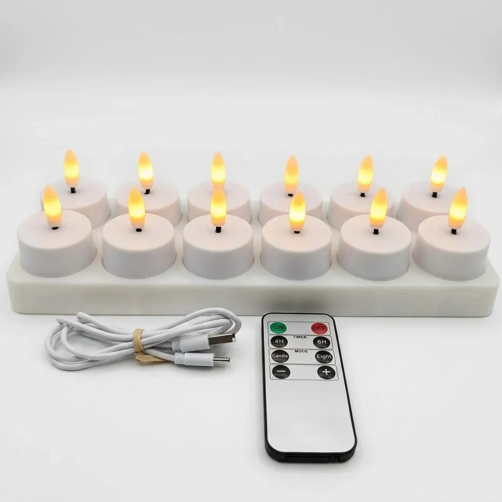 Flameless LED Candle Set with Remote Control, Timer & USB Rechargeable Battery