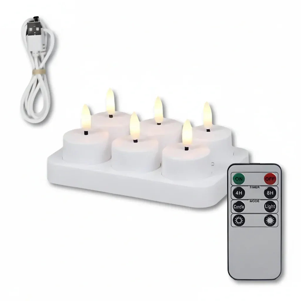 Flameless LED Candle Set with Remote Control, Timer & USB Rechargeable Battery