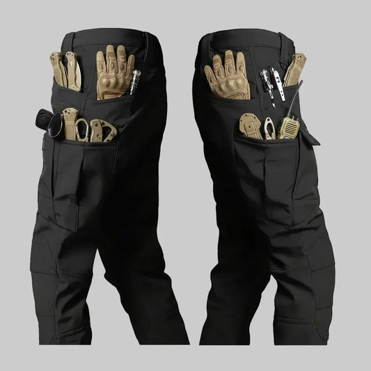 Fleece-Lined Tactical Cargo Pants with Multi-Pocket Design for Outdoor Wear