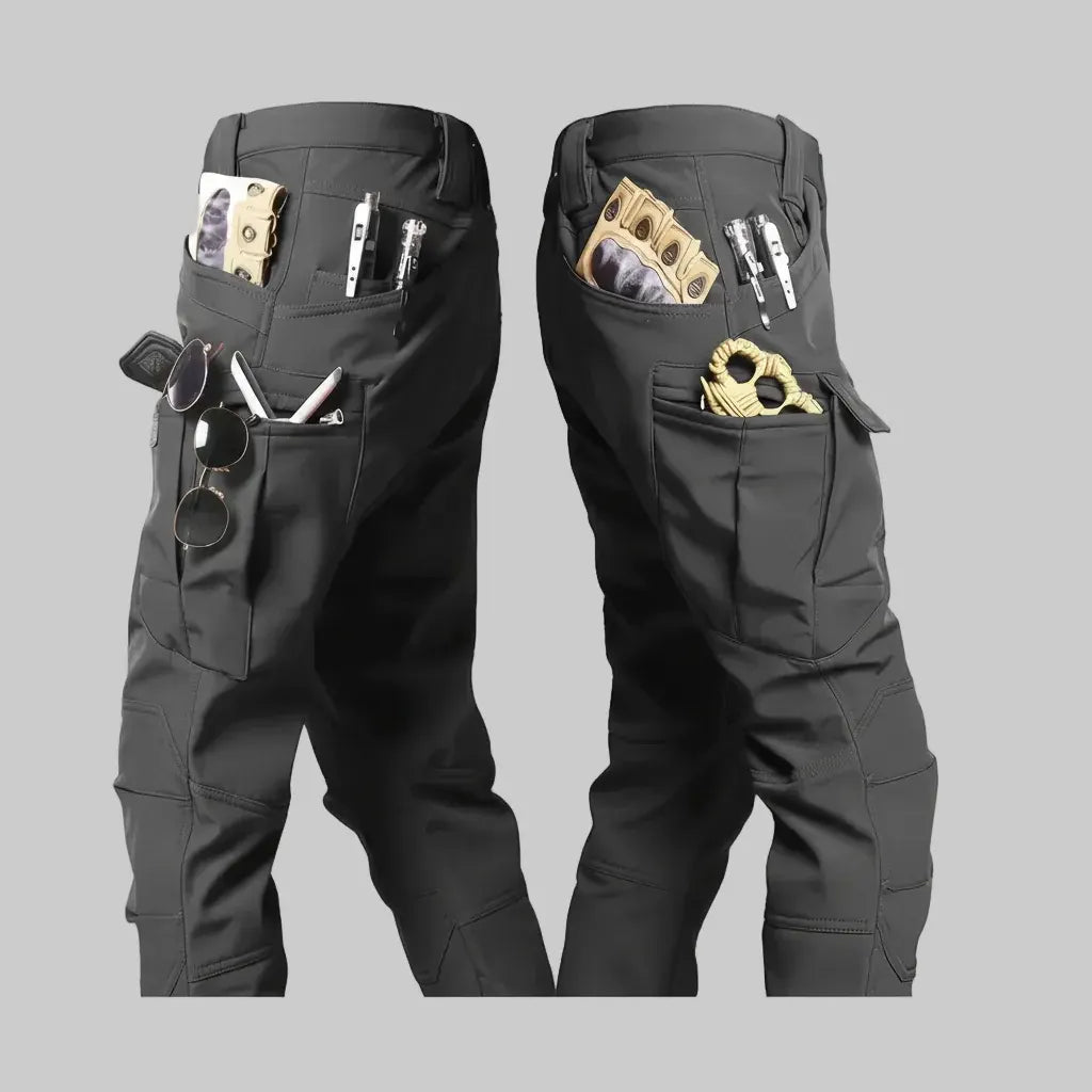 Fleece-Lined Tactical Cargo Pants with Multi-Pocket Design for Outdoor Wear