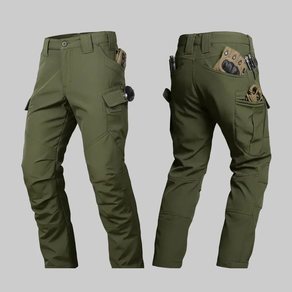 Fleece-Lined Tactical Cargo Pants with Multi-Pocket Design for Outdoor Wear