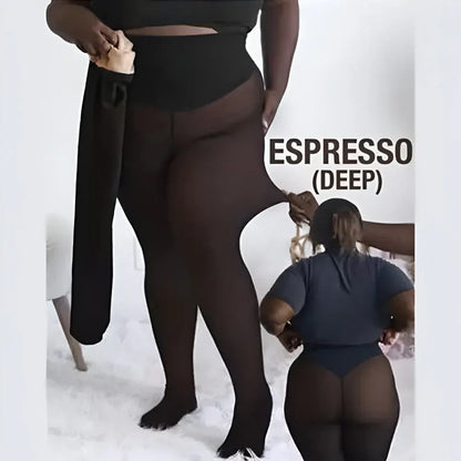 Fleece-Lined Winter Leggings with Sheer Thermal Look