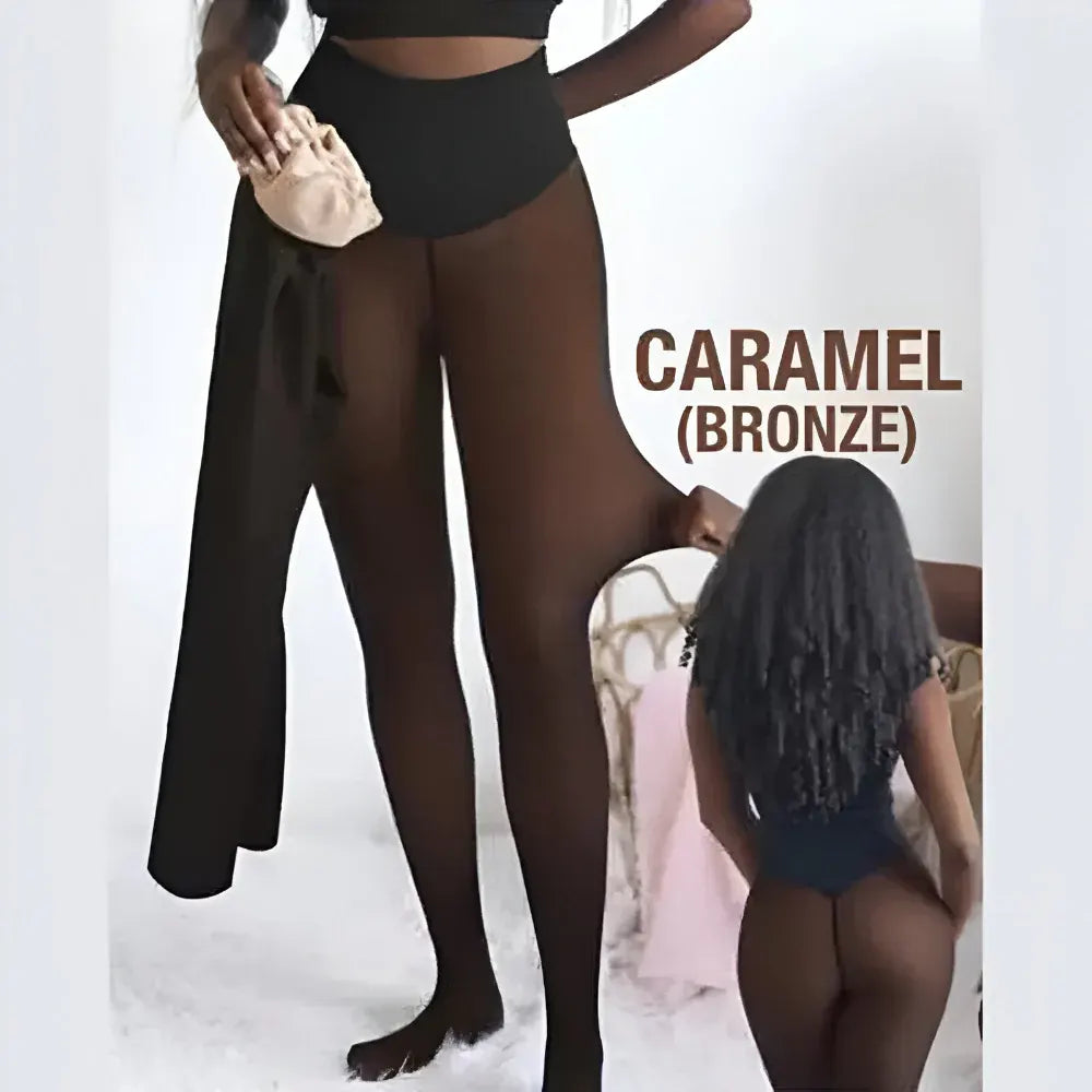 Fleece-Lined Winter Leggings with Sheer Thermal Look