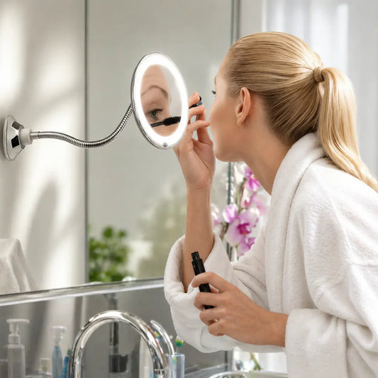 Flexible Arm LED Magnifying Bathroom Mirror