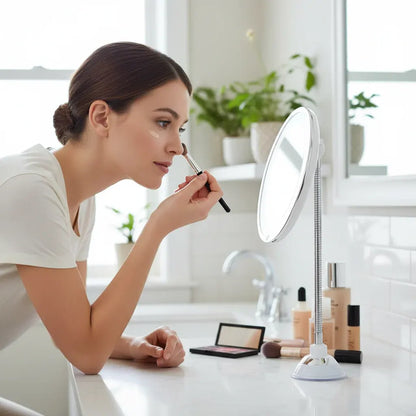 Flexible Arm LED Magnifying Bathroom Mirror