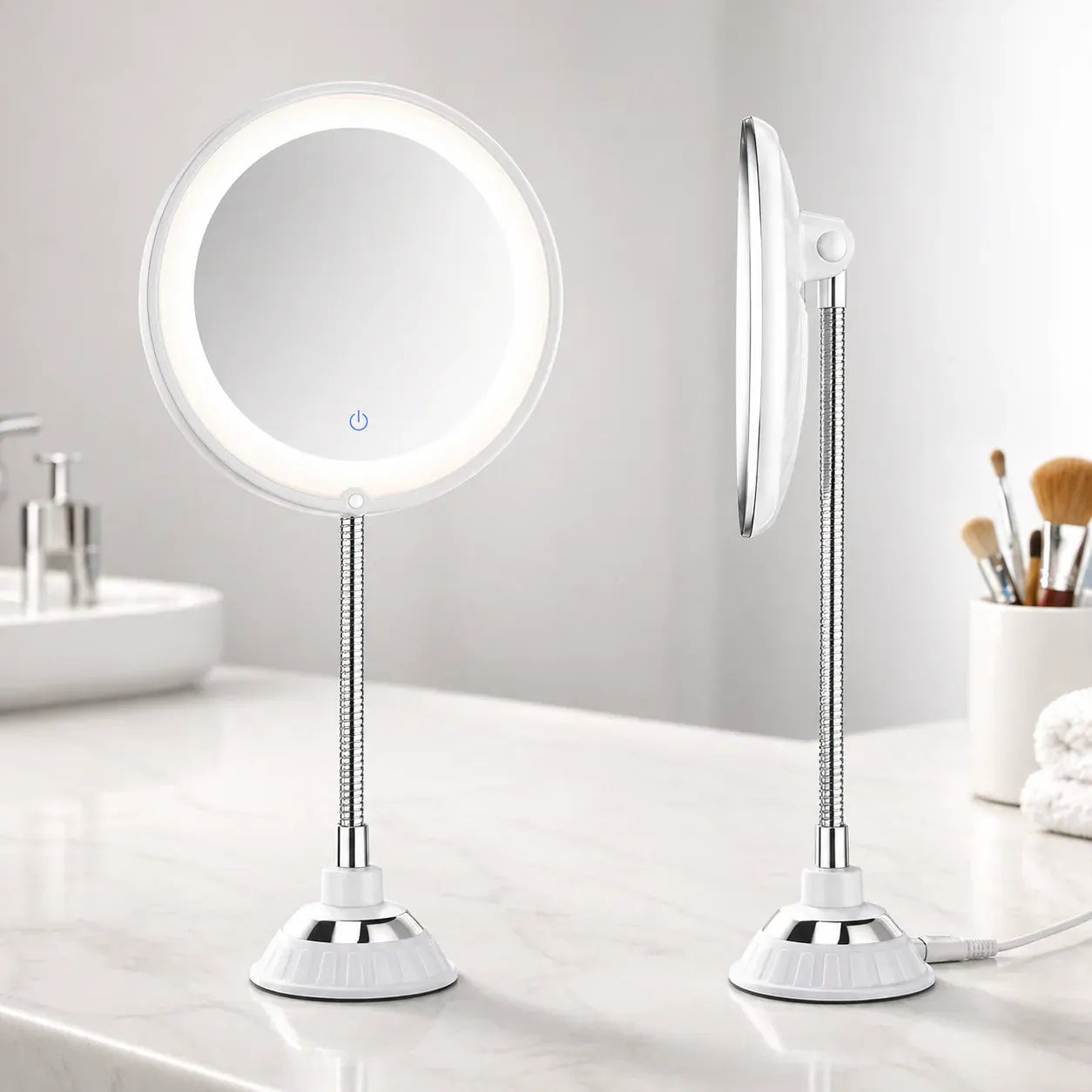 Flexible Arm LED Magnifying Bathroom Mirror