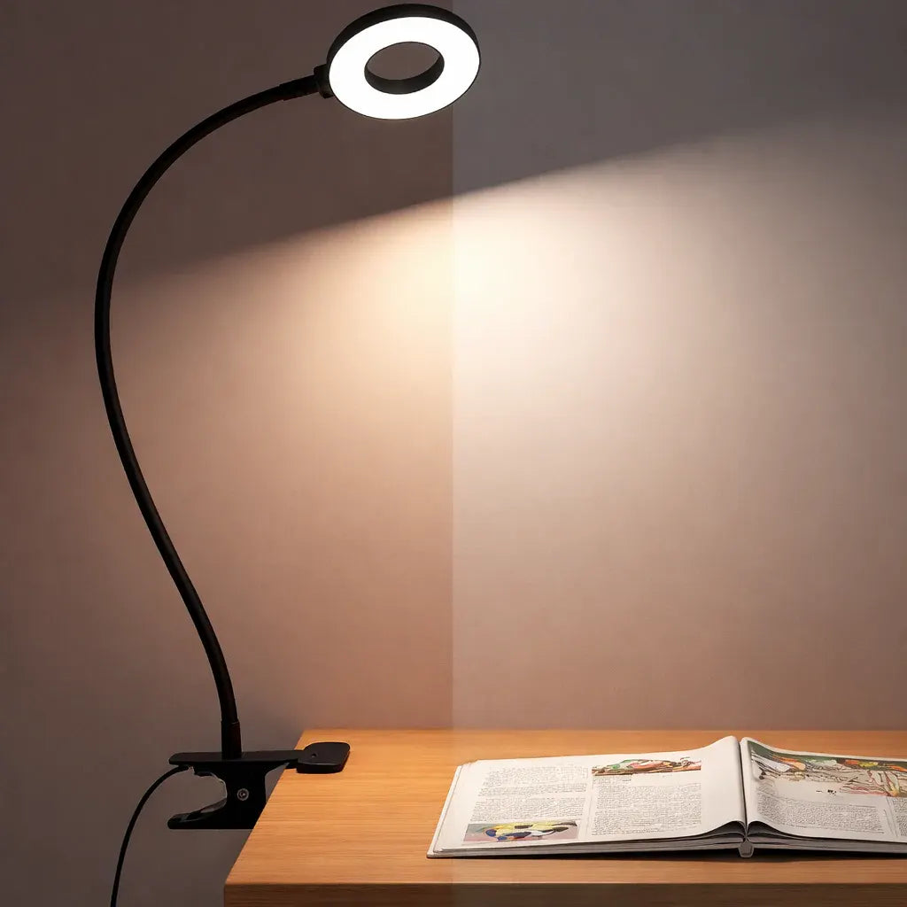 Flexible Clip-On LED Desk Lamp with 3 Reading Light Modes