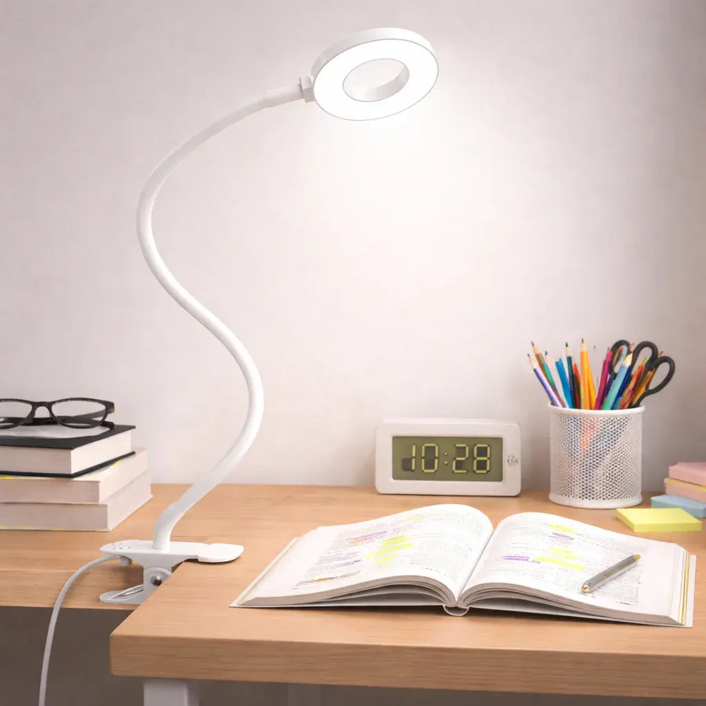 Flexible Clip-On LED Desk Lamp with 3 Reading Light Modes
