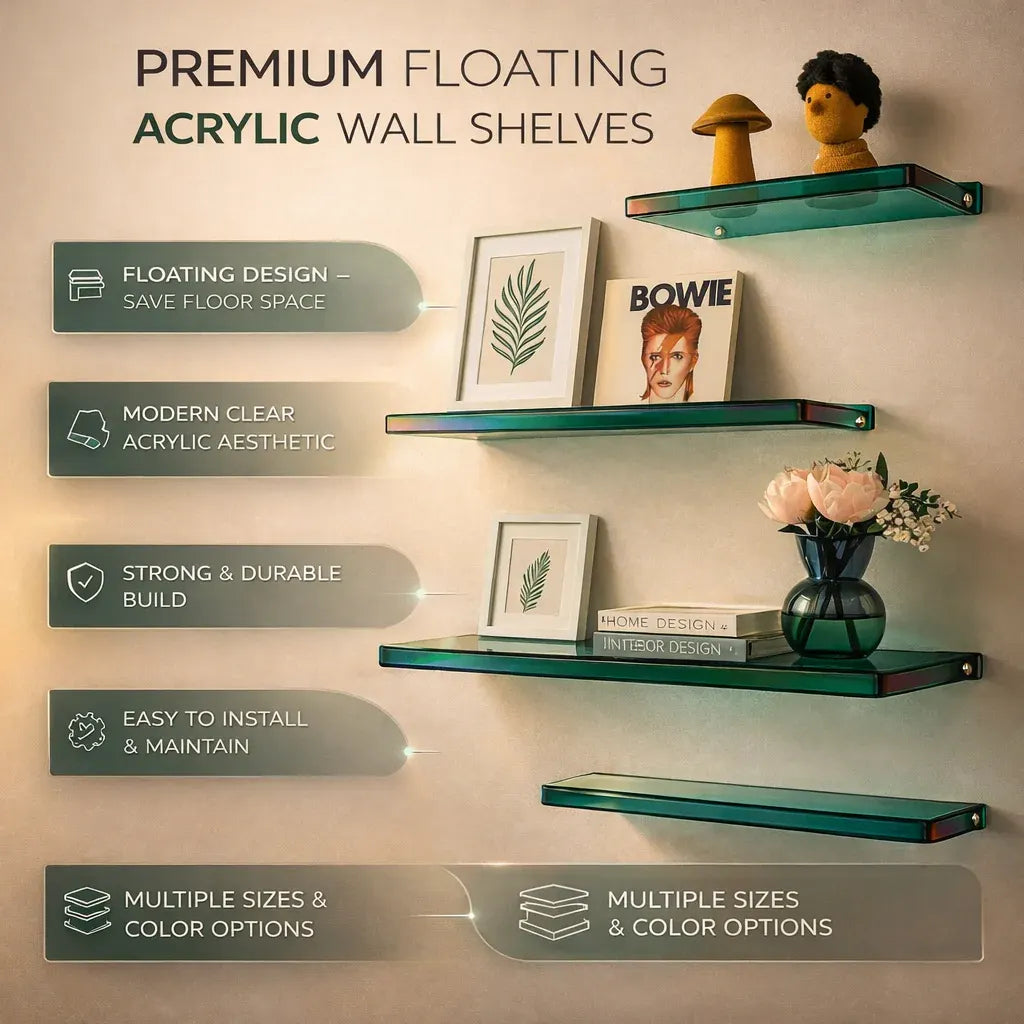 Floating Acrylic Minimalist Wall-Mounted Display Storage Shelf