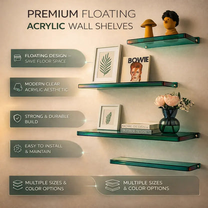 Floating Acrylic Minimalist Wall-Mounted Display Storage Shelf