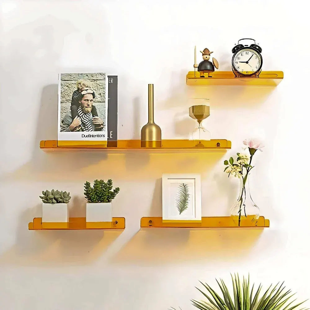 Floating Acrylic Minimalist Wall-Mounted Display Storage Shelf