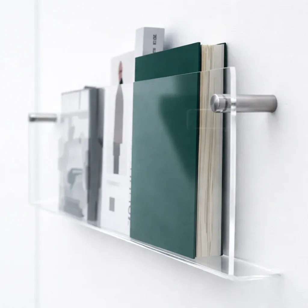 Floating Acrylic Wall-Mounted Magazine Storage Shelf & Display Organizer