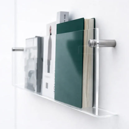 Floating Acrylic Wall-Mounted Magazine Storage Shelf & Display Organizer