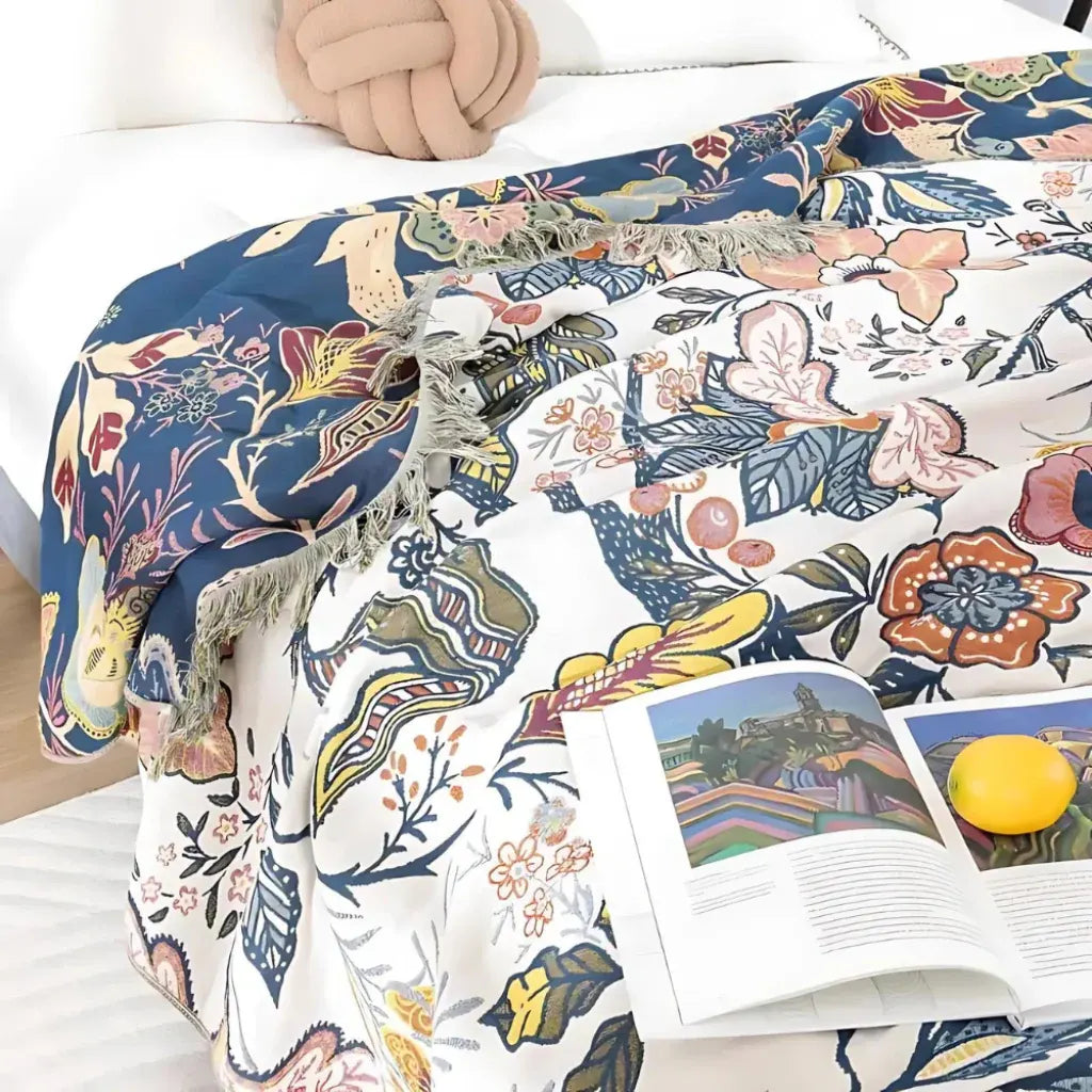 Floral Boho Cooling Throw Blanket for Sofa