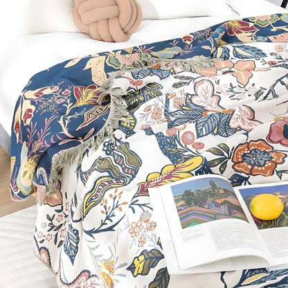Floral Boho Cooling Throw Blanket for Sofa