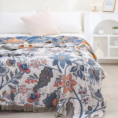 Floral Boho Cooling Throw Blanket for Sofa
