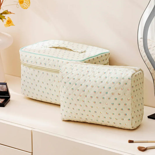 Floral Cotton Cosmetic Pouch – Travel Makeup Bag, Perfect Mother's Day Gift
