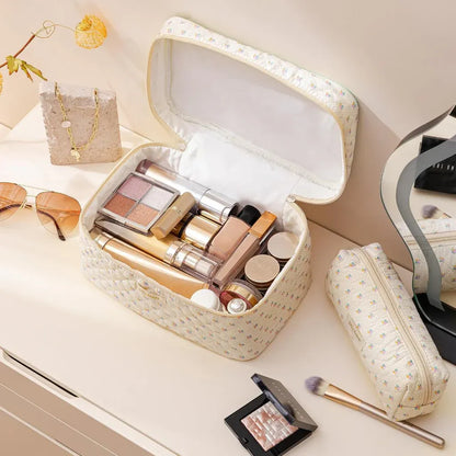 Floral Cotton Cosmetic Pouch – Travel Makeup Bag, Perfect Mother's Day Gift